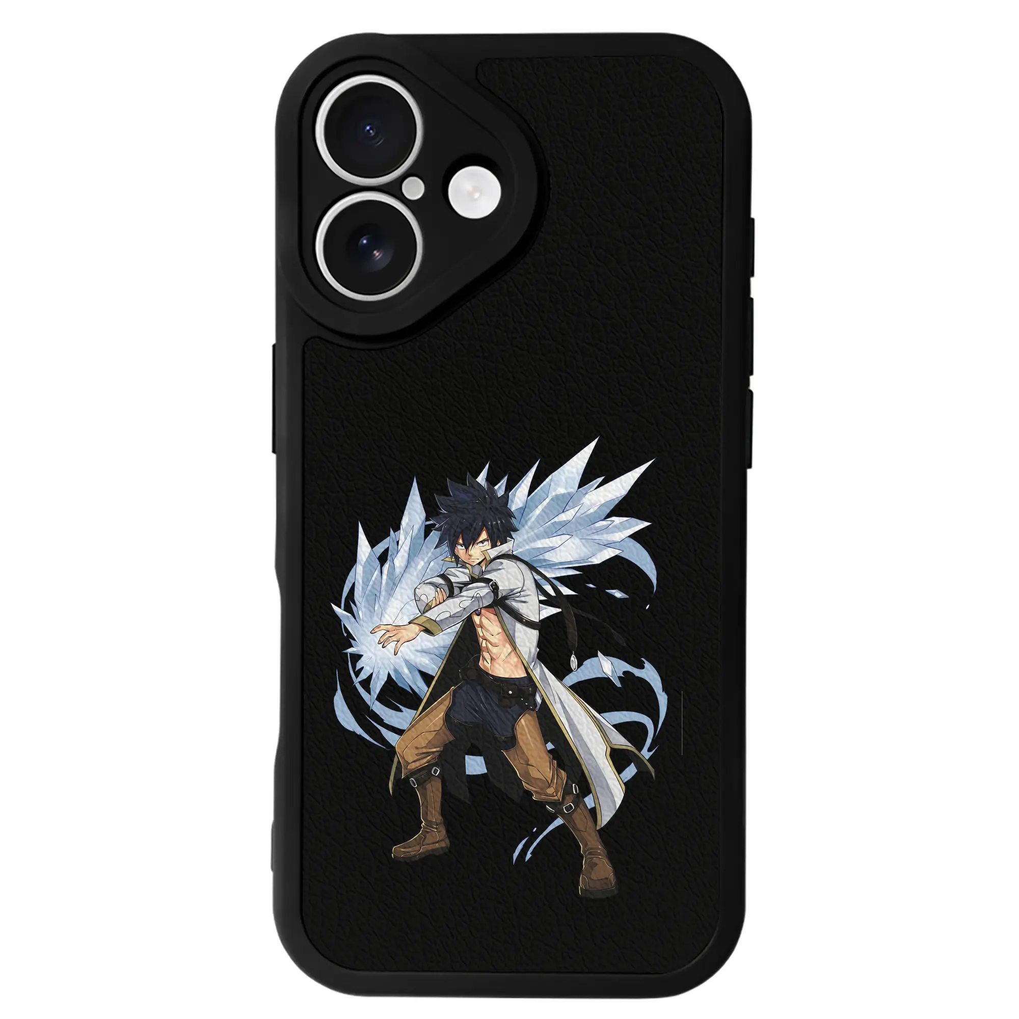 フェアリーテイル グッズ グレイ・フルバスター - IPhone 16シリーズ対応 ・ シリコンスマホケース ・ レザー調 ・ 高精度フィット ・ 耐衝撃 ・ ワイヤレス充電対応 ・ 精密カット